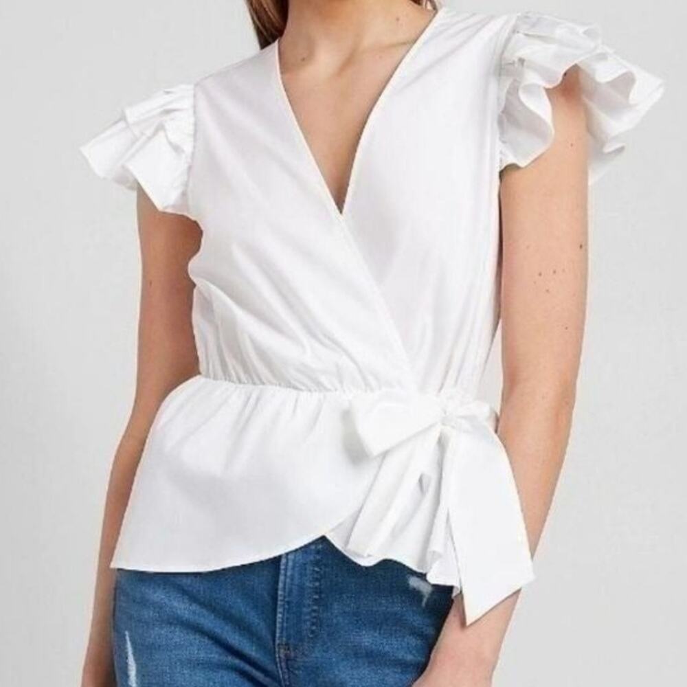NWT, Express • Ruffle Sleeve Peplum Top, Size XS
